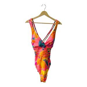 La Blanca Women's Pink Standard Twist Keyhole One Piece Swimsuit Push-Up Size 14